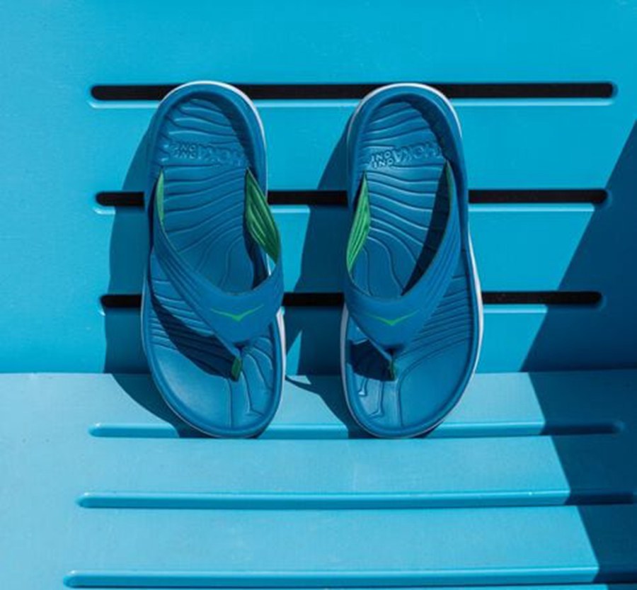 Hoka One One Mens Sandals - ORA Recovery Flip - Blue/White - DNCU57063